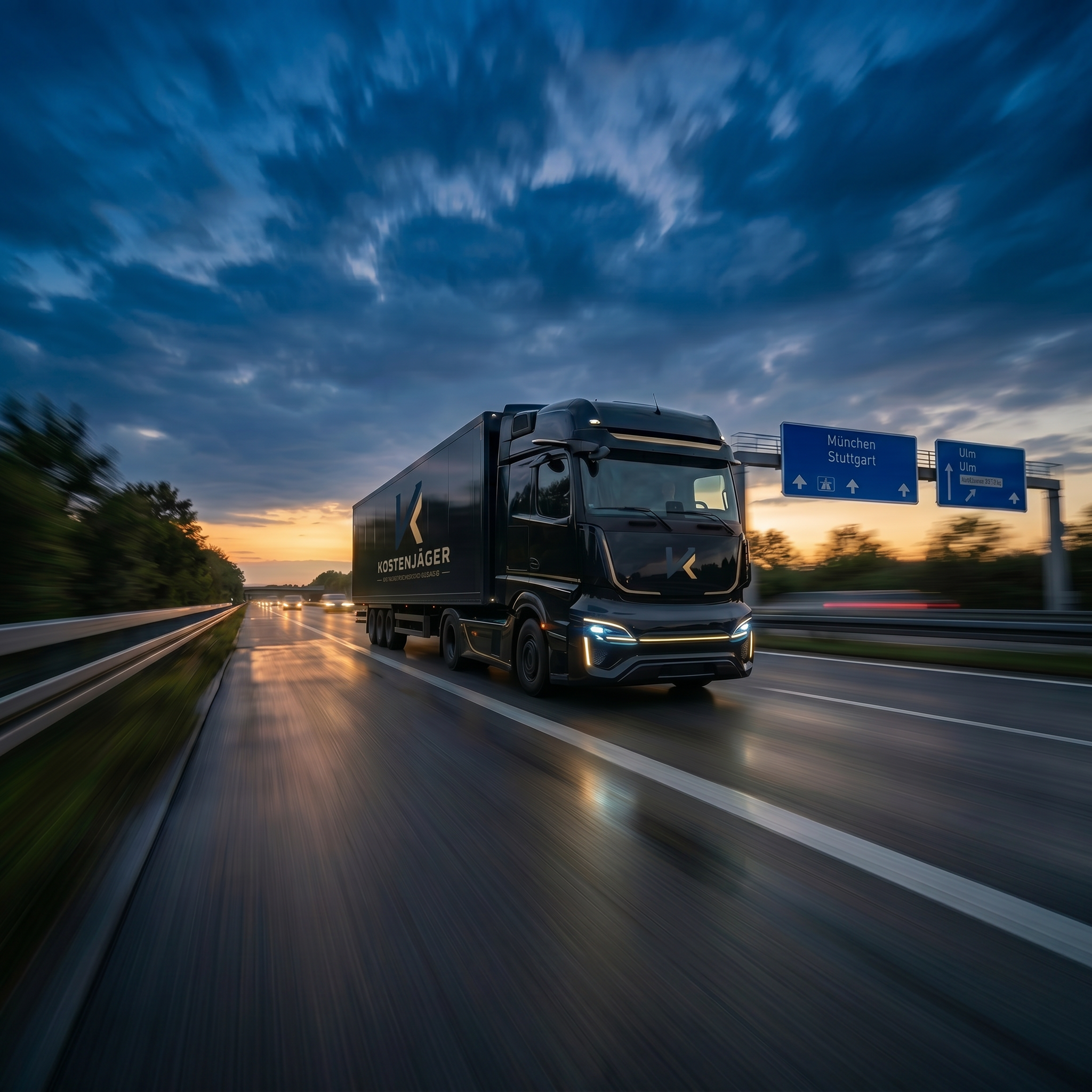 Futuristischer LKW auf deutscher Autobahn